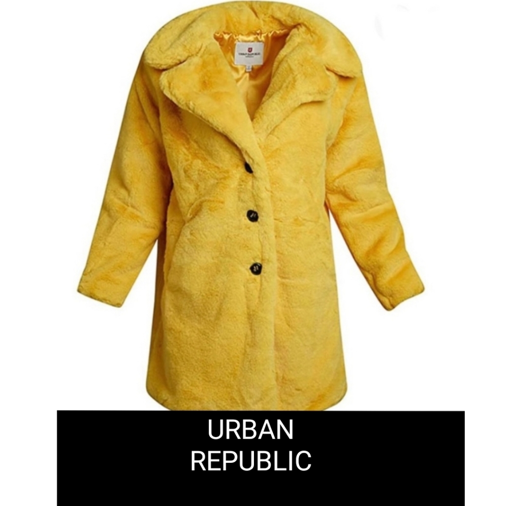 Urban Republic | NWT Festive Yellow Fur Coat